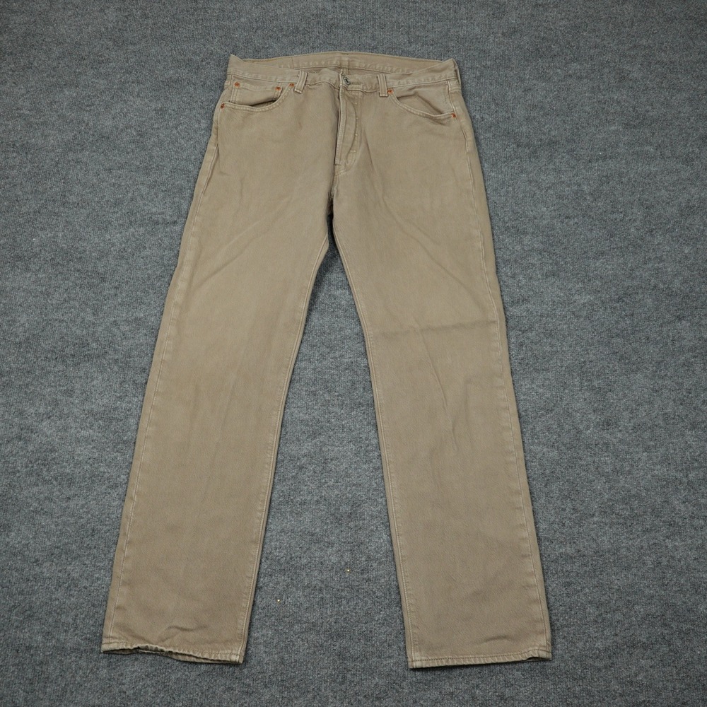 Levi's 501 Jeans Mens 34x32 Tan Khaki Original Fit Straight Leg Button Fly
